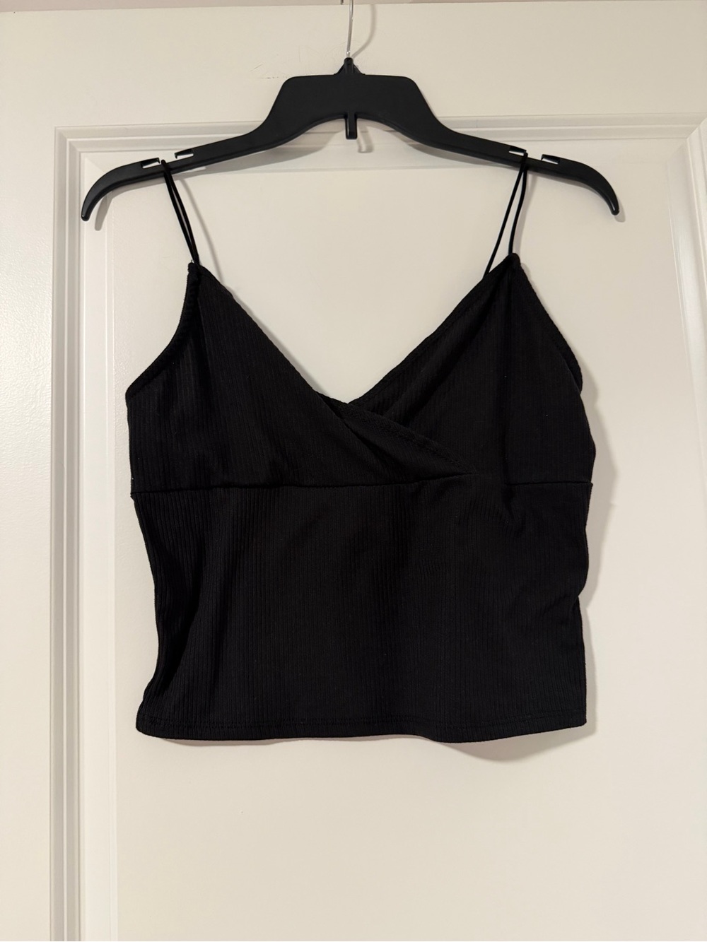 Macy's Black Ribbed V-Neck Spaghetti Strap Camisole